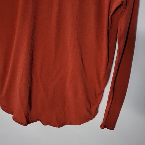 We the Free Dark burnt red oversized long sleeve top with Open Knit shoulders - Picture 5 of 8